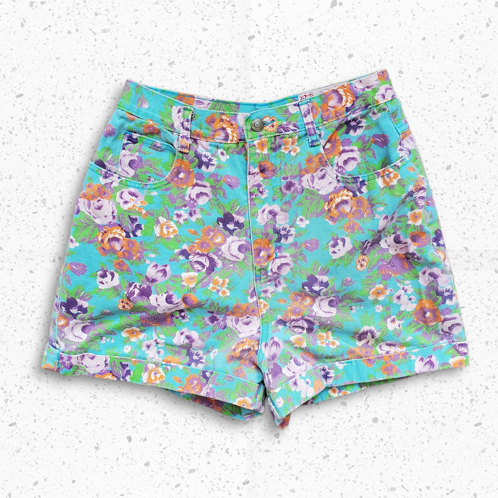 VTG 90s Floral Pattern Denim High Rise Shorts by Not Guilty Sz 11/12